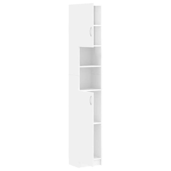 vidaXL Badrumsskåp vit högglans 32x25,5x190 cm spånskiva