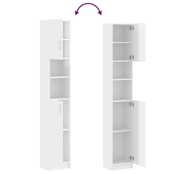 vidaXL Badrumsskåp vit högglans 32x25,5x190 cm spånskiva