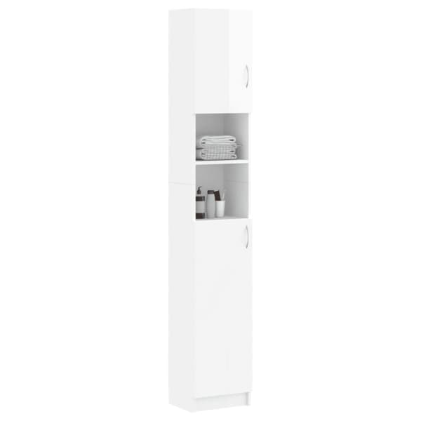 vidaXL Badrumsskåp vit högglans 32x25,5x190 cm spånskiva