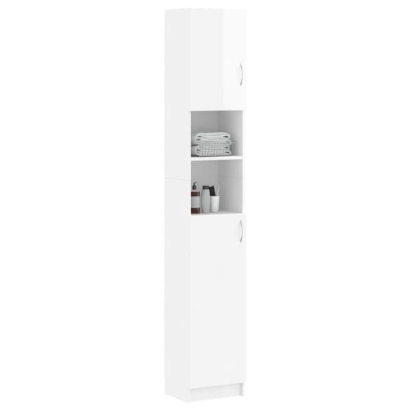 vidaXL Badrumsskåp vit högglans 32x25,5x190 cm spånskiva
