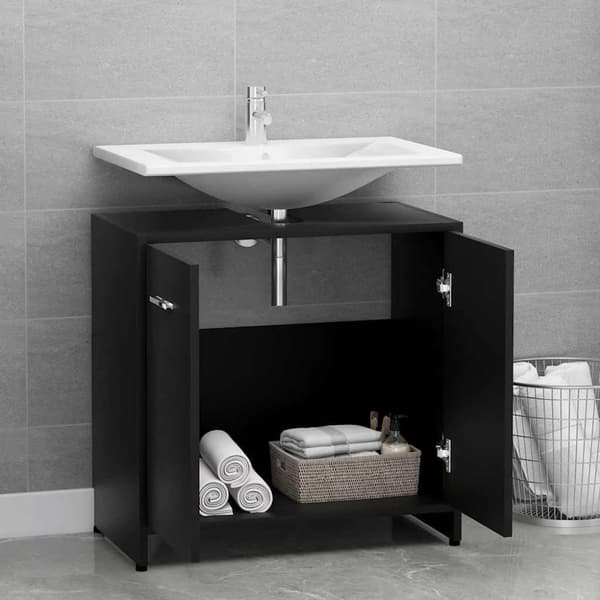 vidaXL badeværelsesskab 60x33x61 cm konstrueret træ sort