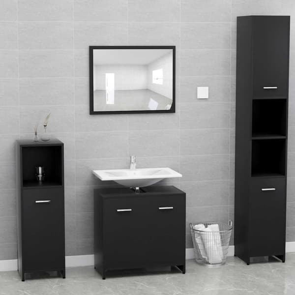 vidaXL badeværelsesskab 60x33x61 cm konstrueret træ sort