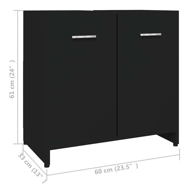 vidaXL badeværelsesskab 60x33x61 cm konstrueret træ sort