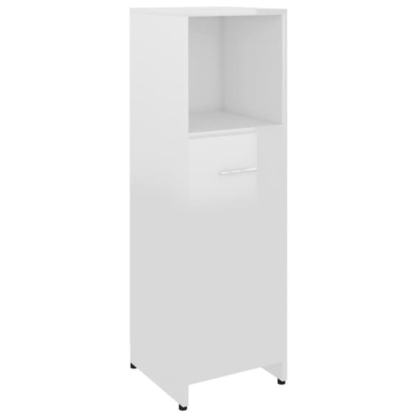 vidaXL badeværelsesskab 30x30x95 cm konstrueret træ hvid højglans