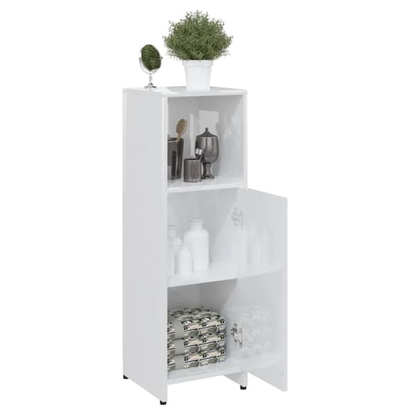 vidaXL badeværelsesskab 30x30x95 cm konstrueret træ hvid højglans