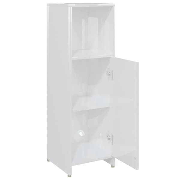 vidaXL badeværelsesskab 30x30x95 cm konstrueret træ hvid højglans
