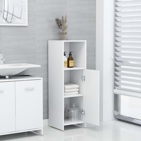 vidaXL badeværelsesskab 30x30x95 cm konstrueret træ hvid