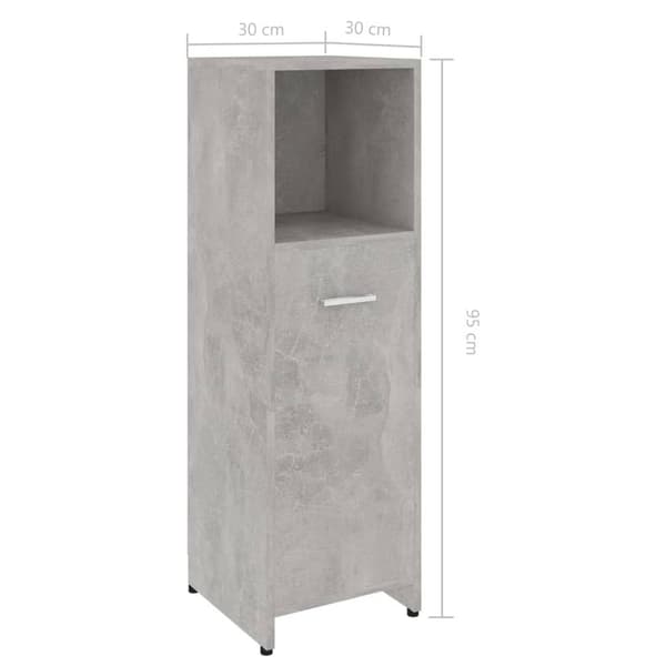 vidaXL Badrumsskåp betonggrå 30x30x95 cm konstruerat trä