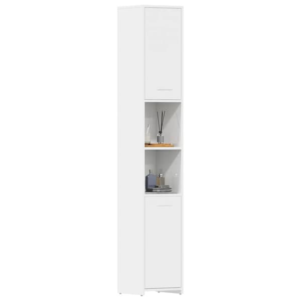 vidaXL badeværelsesskab 30x30x183,5 cm spånplade hvid højglans