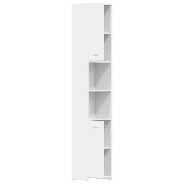 vidaXL badeværelsesskab 30x30x183,5 cm spånplade hvid højglans
