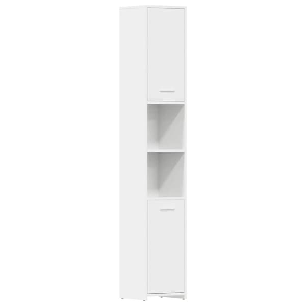 vidaXL badeværelsesskab 30x30x183,5 cm spånplade hvid højglans