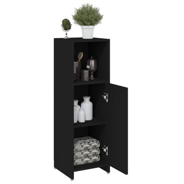vidaXL badeværelsesskab 30x30x95 cm konstrueret træ sort