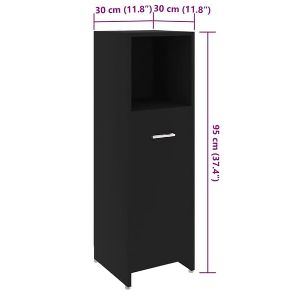 vidaXL badeværelsesskab 30x30x95 cm konstrueret træ sort