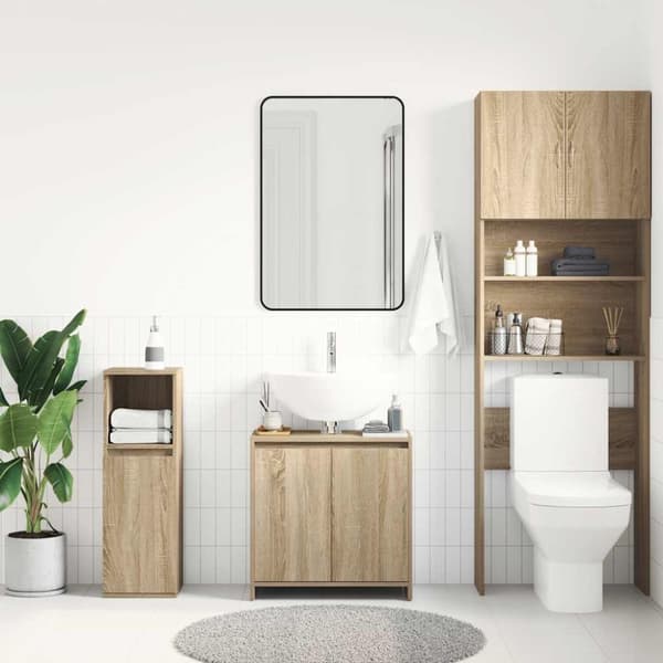 vidaXL badeværelsesskab 60x33x61 cm konstrueret træ sonoma-eg