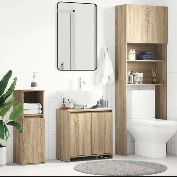 vidaXL badeværelsesskab 60x33x61 cm konstrueret træ sonoma-eg