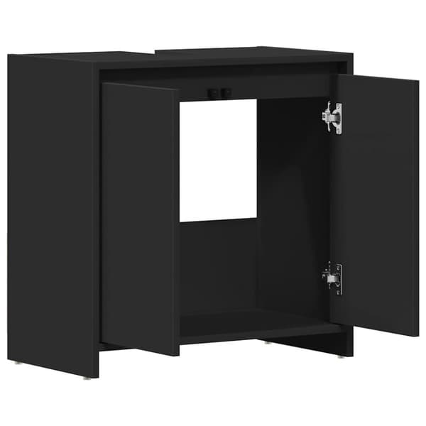 vidaXL badeværelsesskab 60x33x61 cm konstrueret træ sort
