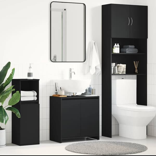 vidaXL badeværelsesskab 60x33x61 cm konstrueret træ sort