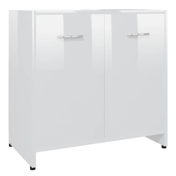 vidaXL badeværelsesskab 60x33x61 cm konstrueret træ hvid højglans