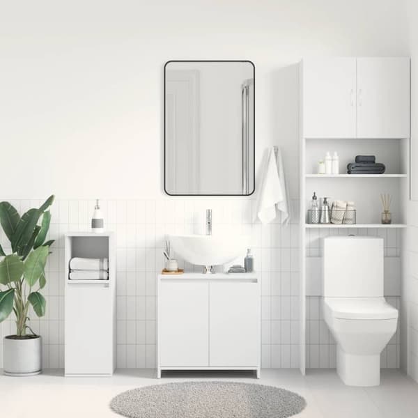vidaXL Baderomsskap hvit 60x33x61 cm konstruert tre