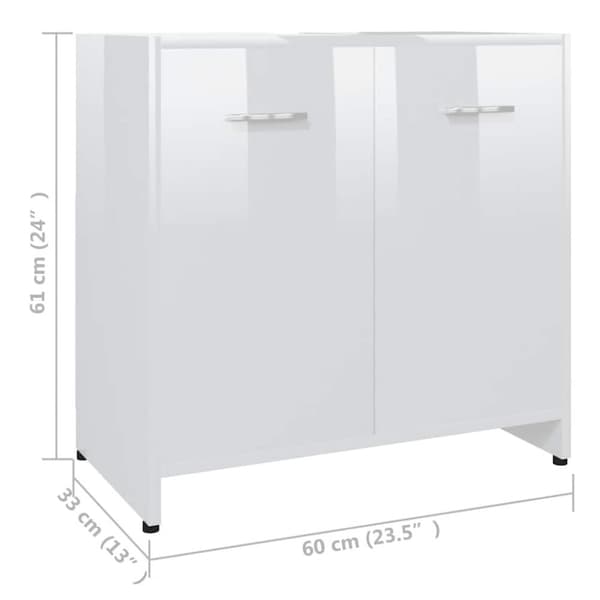 vidaXL Baderomsskap høyglans hvit 60x33x61 cm konstruert tre