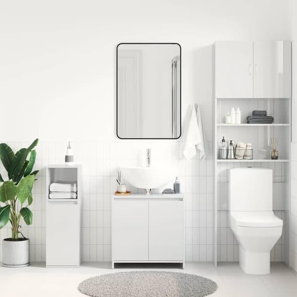 vidaXL badeværelsesskab 60x33x61 cm konstrueret træ hvid højglans