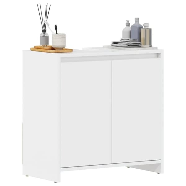 vidaXL badeværelsesskab 60x33x61 cm konstrueret træ hvid højglans