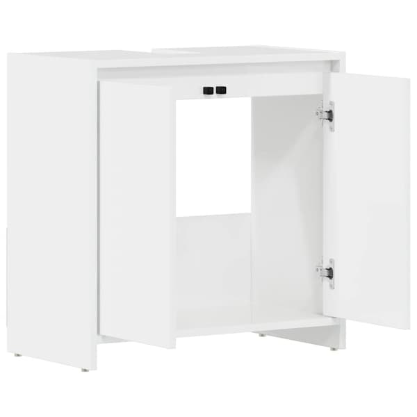 vidaXL badeværelsesskab 60x33x61 cm konstrueret træ hvid højglans