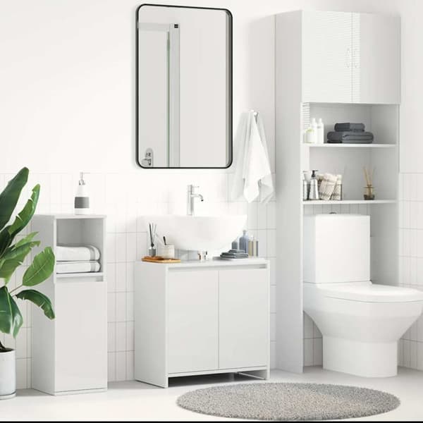 vidaXL badeværelsesskab 60x33x61 cm konstrueret træ hvid højglans