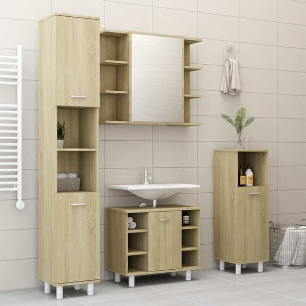 vidaXL Kylpyhuonekaappi Sonoma-tammi 30x30x95 cm lastulevy