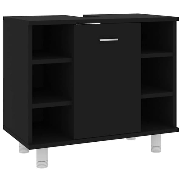 vidaXL badeværelsesskab 60x32x53,5 cm konstrueret træ sort