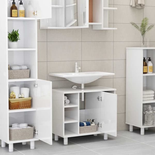 vidaXL Baderomsskap høyglans hvit 60x32x53,5 cm konstruert tre