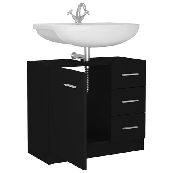 vidaXL Tvättställsskåp svart 63x30x54 cm konstruerat trä