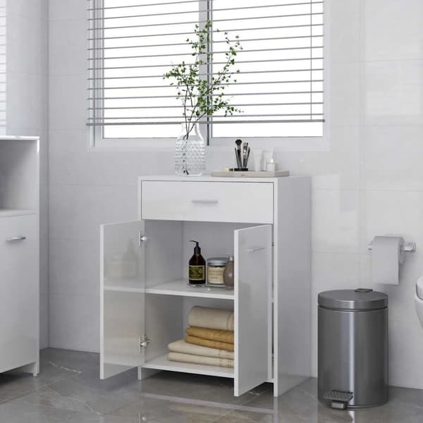vidaXL Badrumsskåp vit högglans 60x33x80 cm konstruerat trä