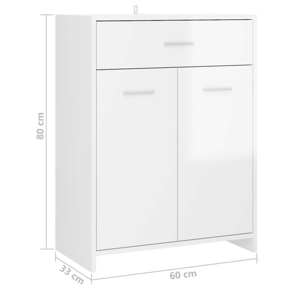 vidaXL Badrumsskåp vit högglans 60x33x80 cm konstruerat trä