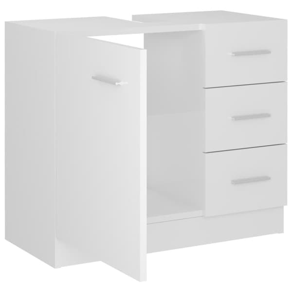 vidaXL underskab 63x30x54 cm konstrueret træ hvid højglans