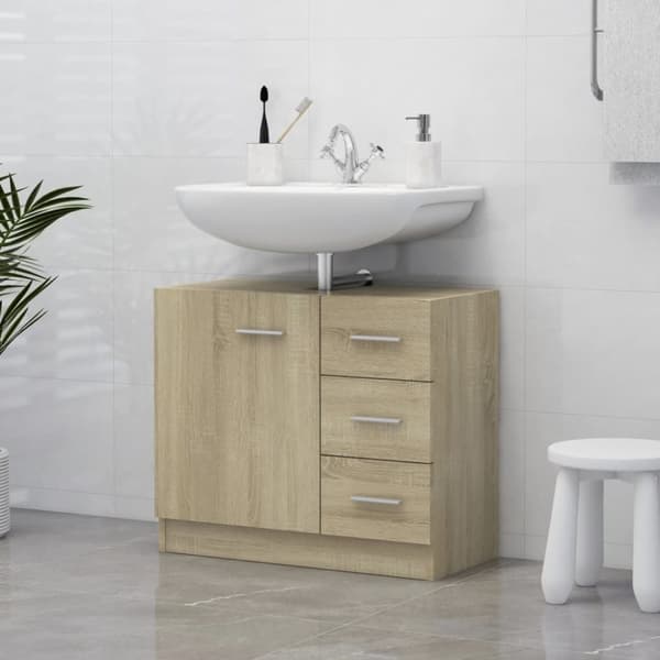 vidaXL underskab til håndvask 63x30x54 cm konstrueret træ sonoma-eg