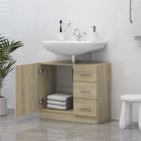 vidaXL underskab til håndvask 63x30x54 cm konstrueret træ sonoma-eg