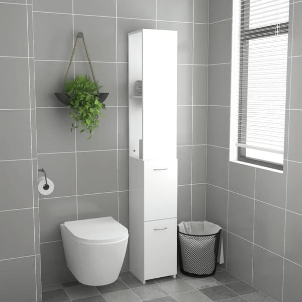 vidaXL Kylpyhuoneen kaappi valkoinen 25x26,5x170 cm tekninen puu