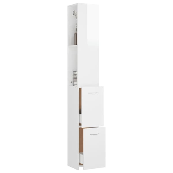 vidaXL Badrumsskåp vit högglans 25x26,5x170 cm konstruerat trä