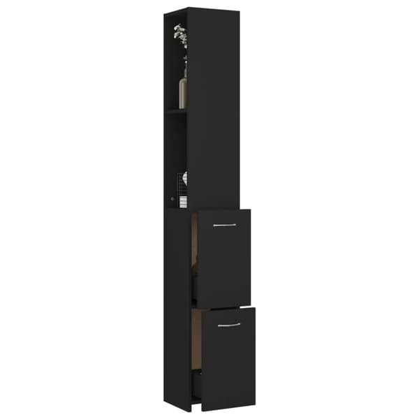 vidaXL badeværelsesskab 25x26,5x170 cm konstrueret træ sort