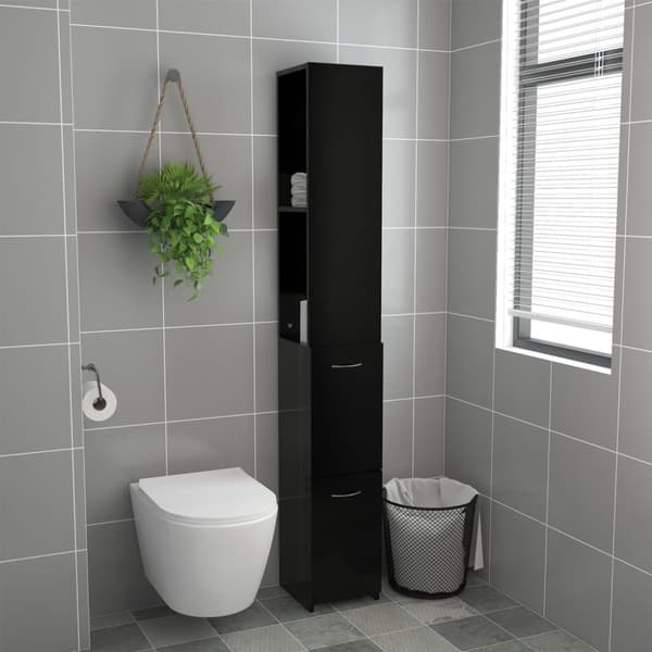vidaXL Baderomsskap svart 25x26,5x170 cm konstruert tre