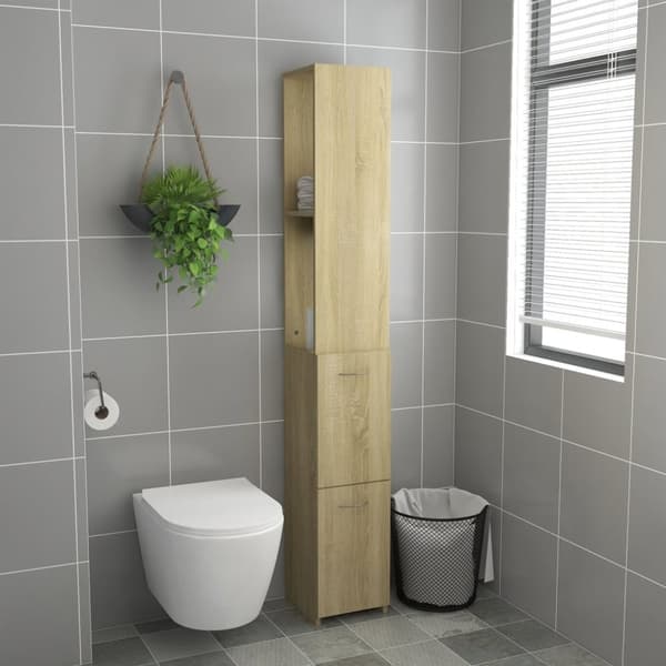 vidaXL badeværelsesskab 25x26,5x170 cm konstrueret træ sonoma-eg