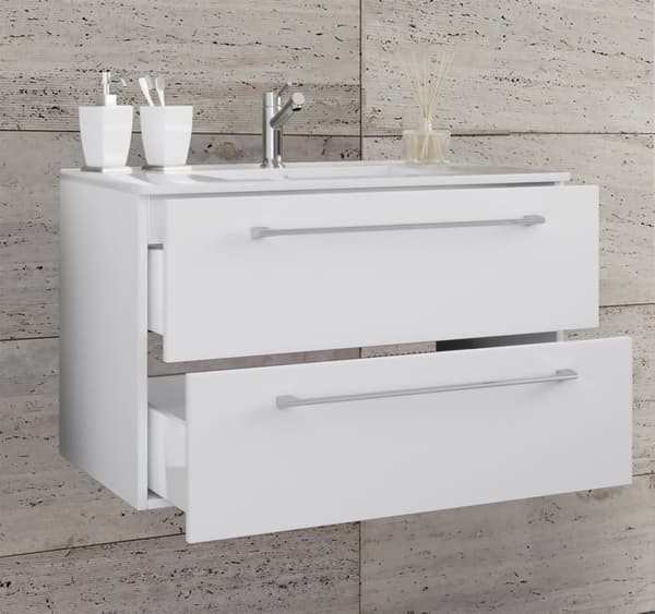 Badinos tvättskåp 80 cm, 2 lådor, vit.