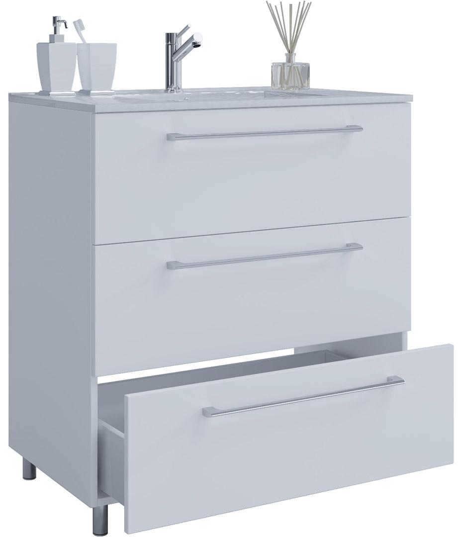 Schubo tvättskåp 60 cm , 3 lådor, vit.