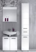 Miniatyrbillede 3 af 3: SkinGloss højskab badeværelse 2 låger, 2 skuffer hvid, hvid højglans.