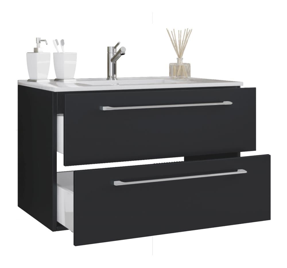 Badinos tvättskåp 80 cm, 2 lådor, svart.