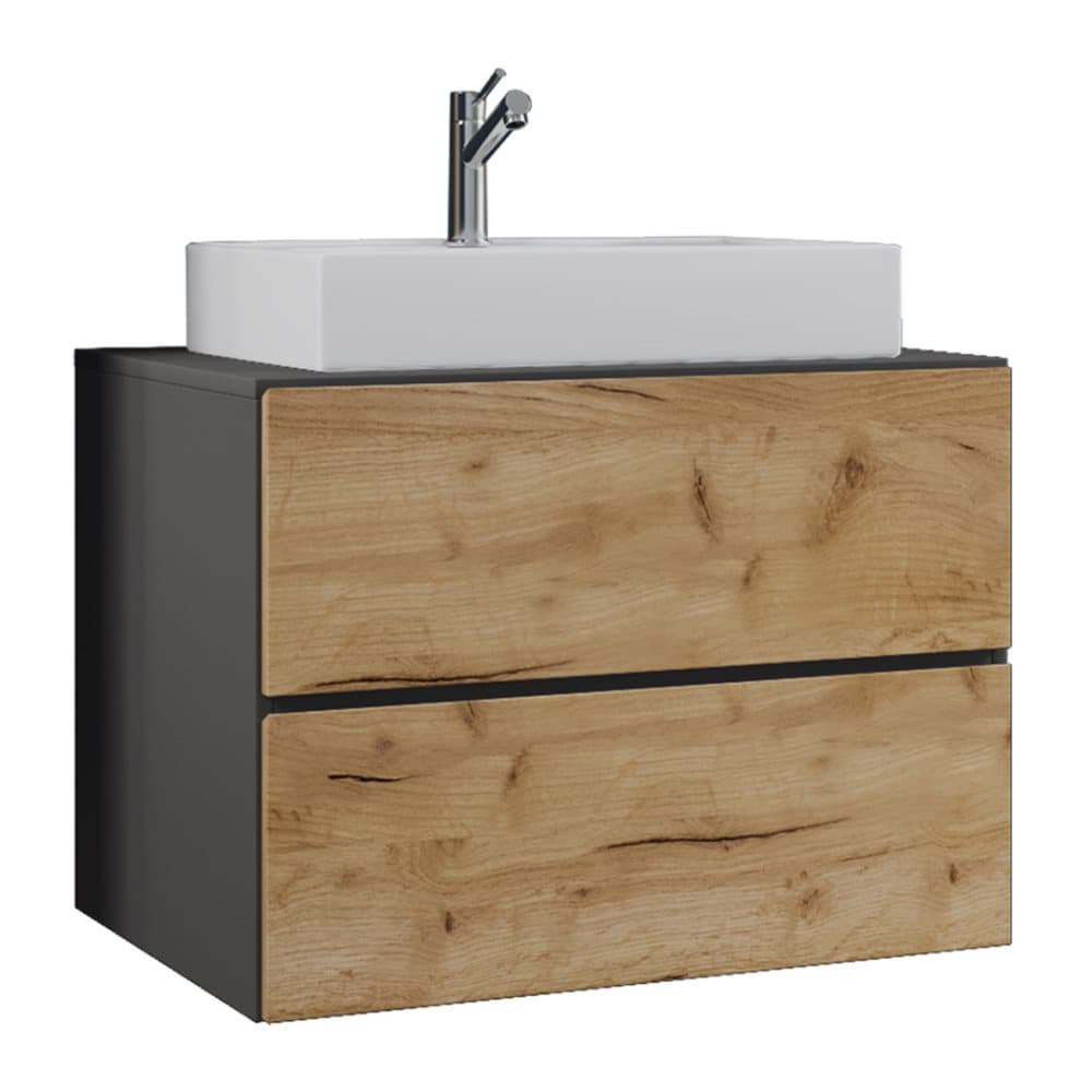 LendasS tvättskåp 80 cm, antracit, honungsek-look.