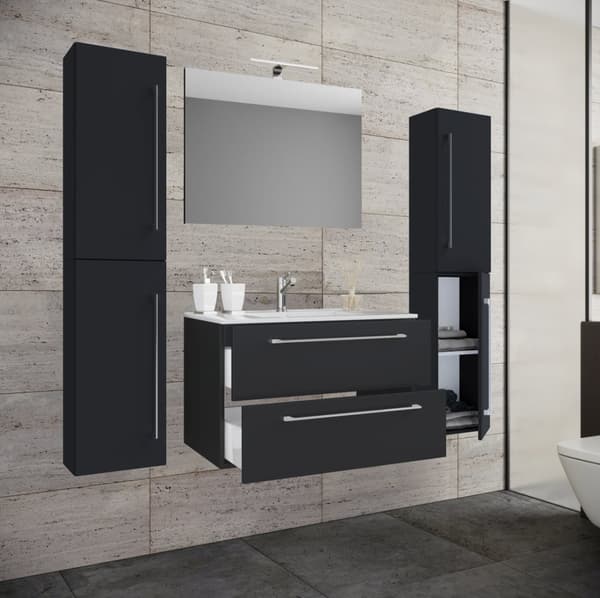 Badinos badmiljø B 80 cm, spejl sort.