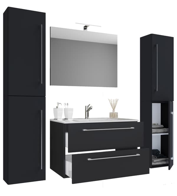 Badinos badmiljø B 80 cm, spejl sort.