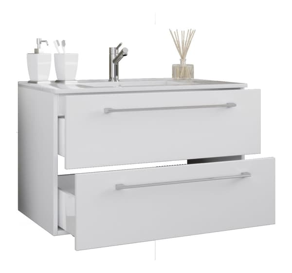 Badinos vaskeskap 80 cm, 2 skuffer , hvit .